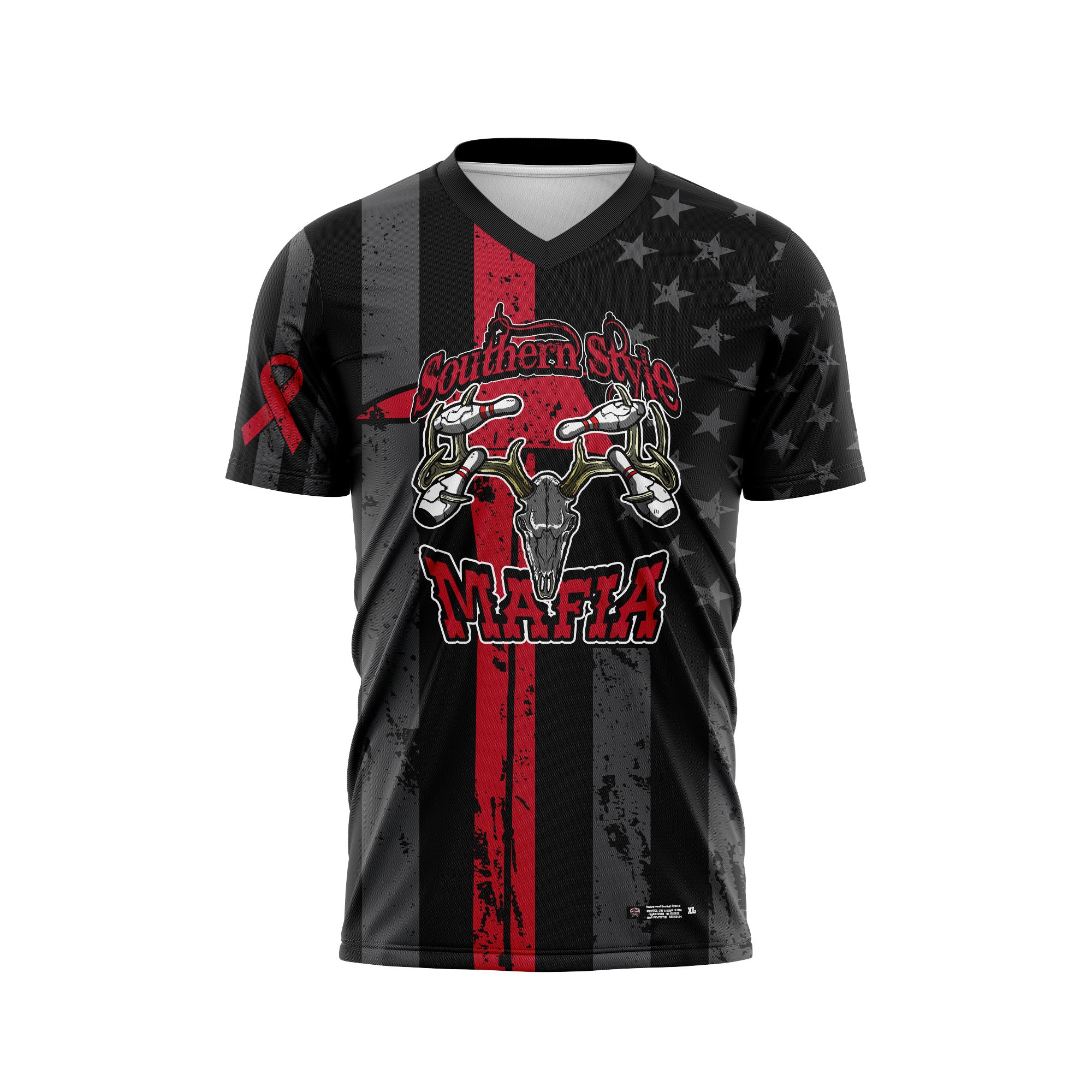 Southern Style Mafia Red Flag Red Text Jersey