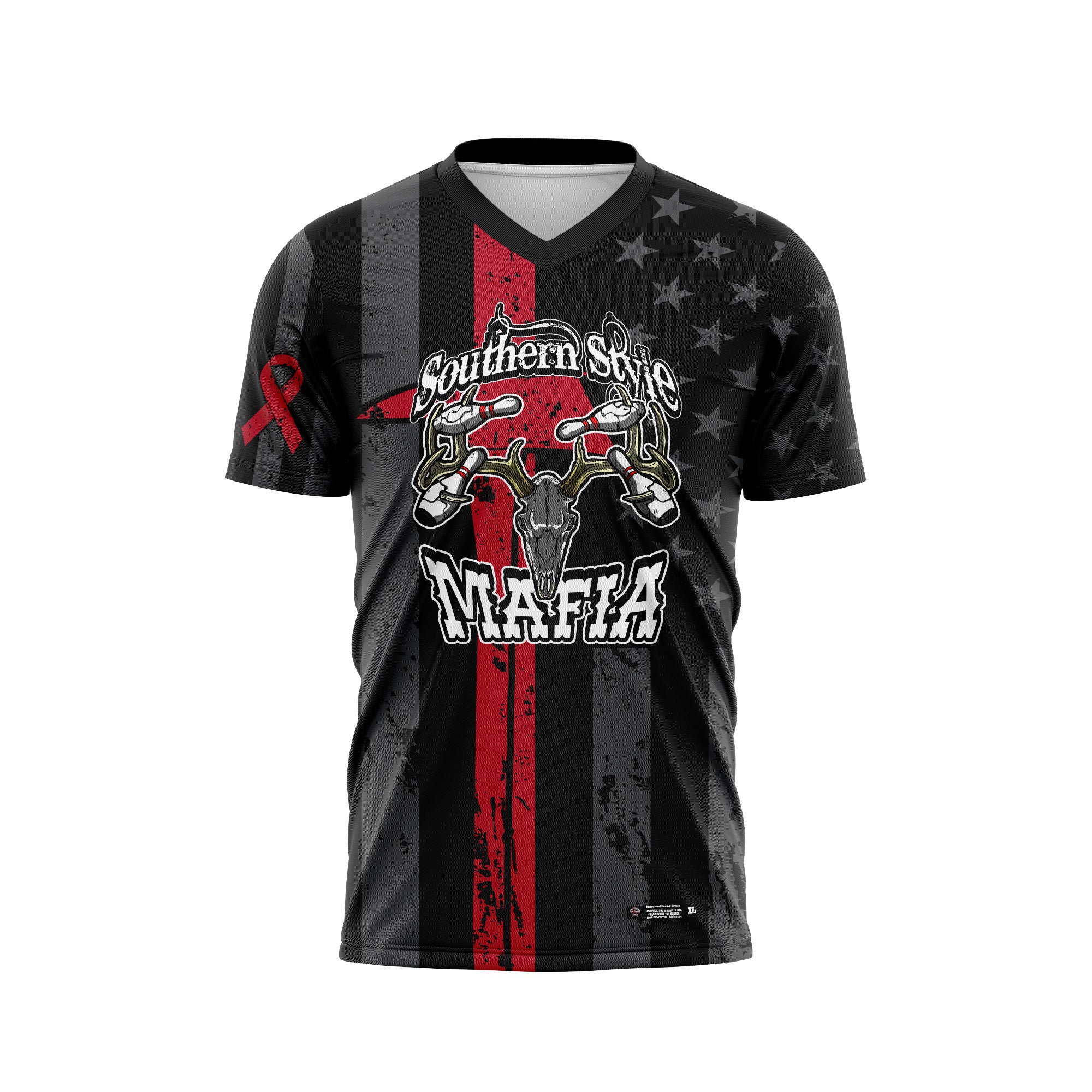 Southern Style Mafia Red Flag White Text Jersey